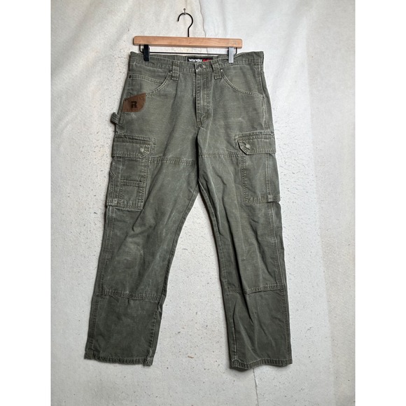 Wrangler Other - Wrangler Riggs Workwear Mens Green Ripstop Cargo Pants 3W060LD 33x32